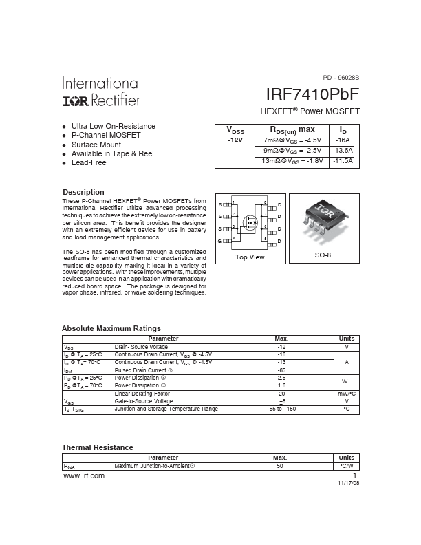 IRF7410PBF International Rectifier