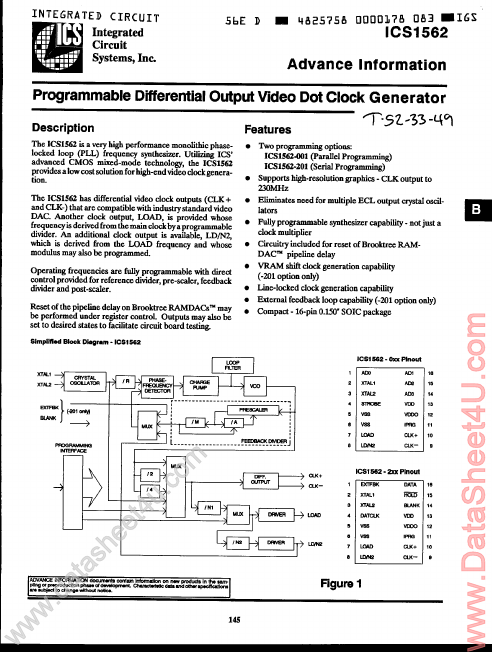 ICS1562 Integrated Circuit System