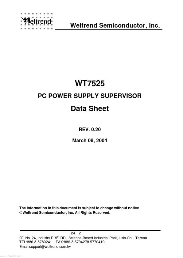 WT7525 Weltrend Semiconductor