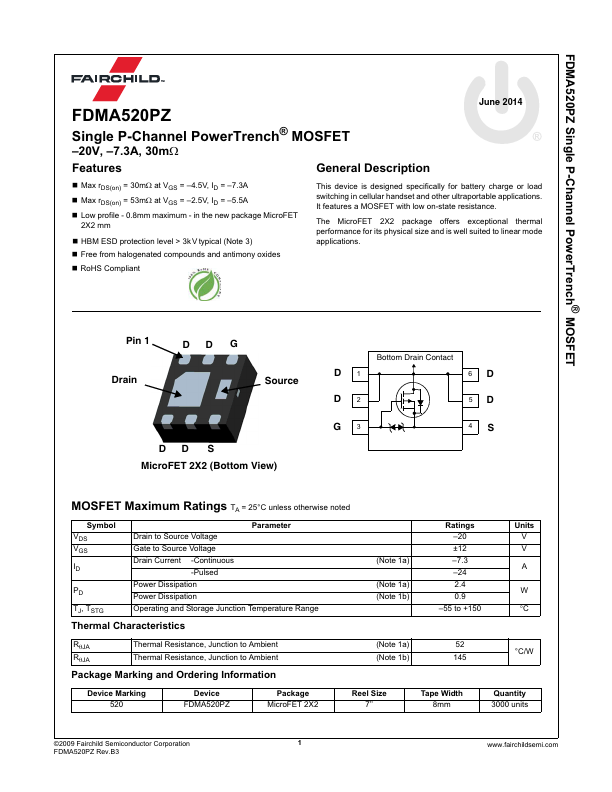 <?=FDMA520PZ?> डेटा पत्रक पीडीएफ