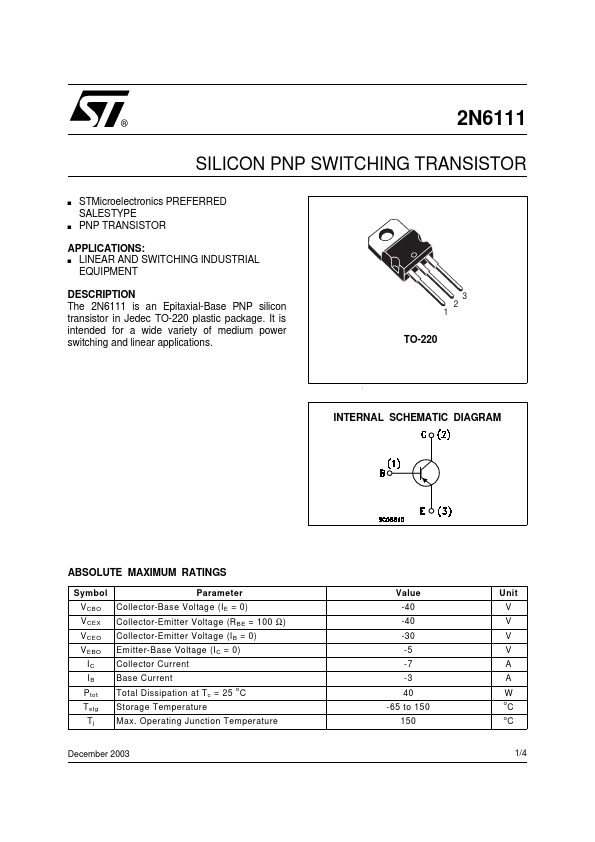 2N6111 STMicroelectronics