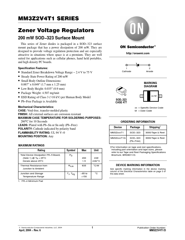 MM3Z3V6T1 ON Semiconductor