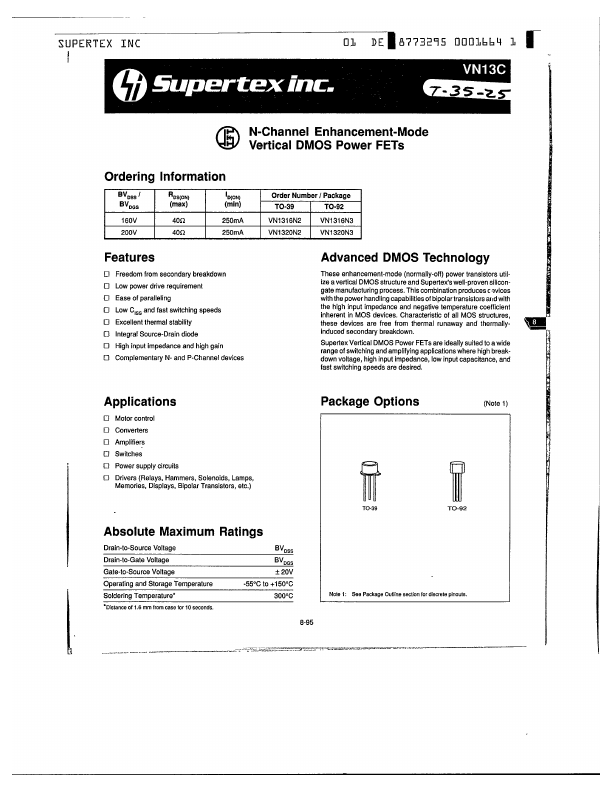 VN1316N3 Supertex  Inc