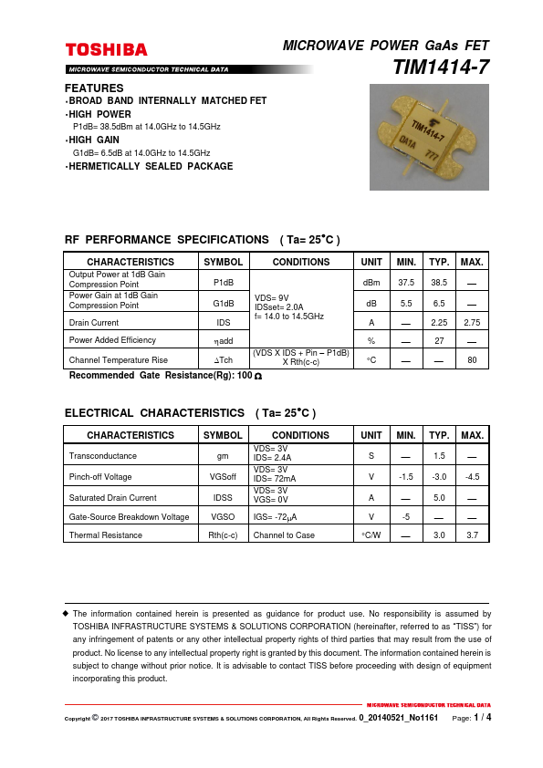 TIM1414-7 Toshiba Semiconductor