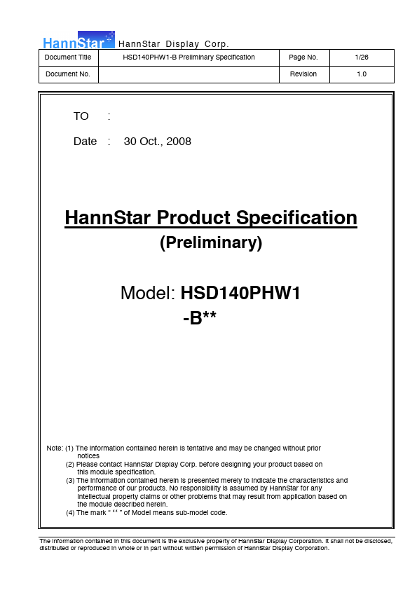 HSD140PHW1-B