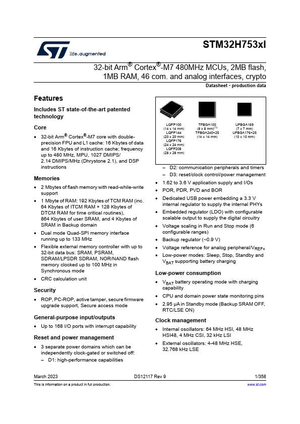 <?=STM32H753AI?> डेटा पत्रक पीडीएफ