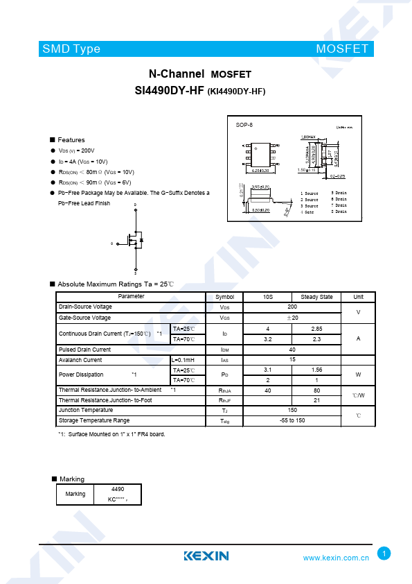<?=SI4490DY-HF?> डेटा पत्रक पीडीएफ