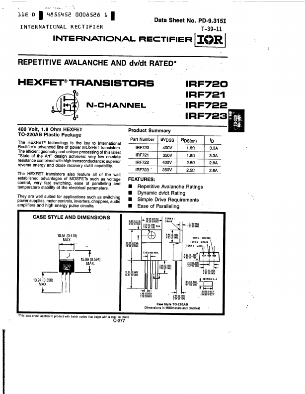 IRF720 International Rectifier