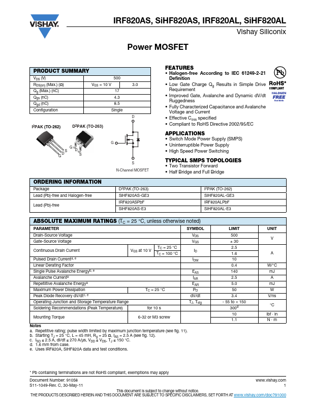 IRF820AL