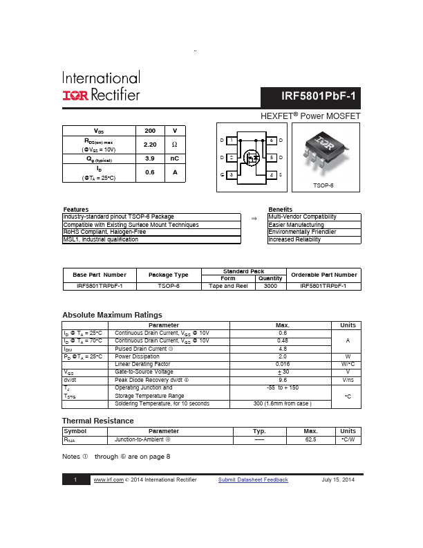 IRF5801PBF-1 International Rectifier