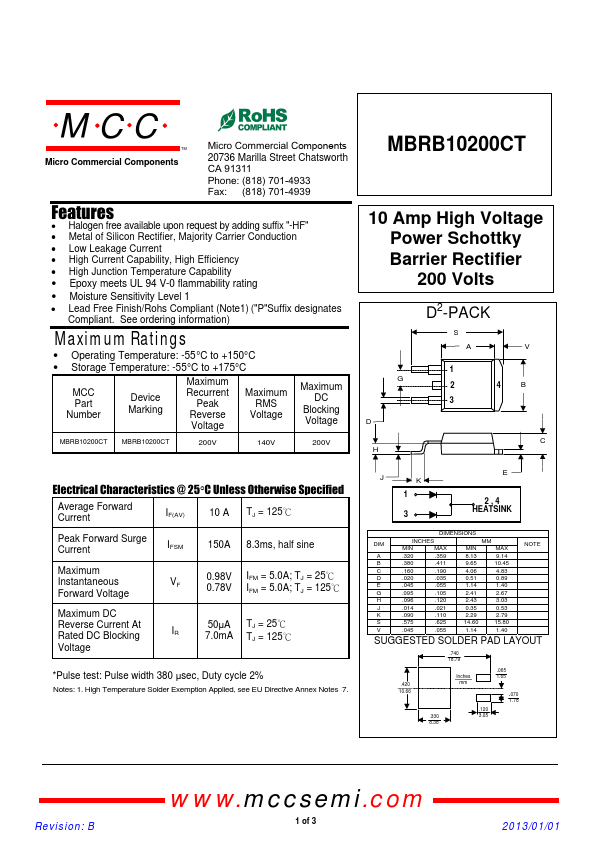 <?=MBRB10200CT?> डेटा पत्रक पीडीएफ