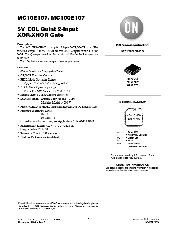 MC100E107 ON Semiconductor