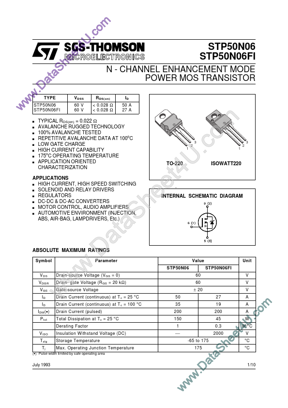 <?=STP50N06?> डेटा पत्रक पीडीएफ