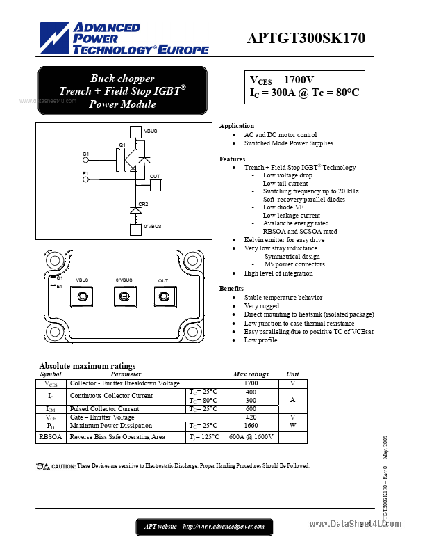 <?=APTGT300SK170?> डेटा पत्रक पीडीएफ