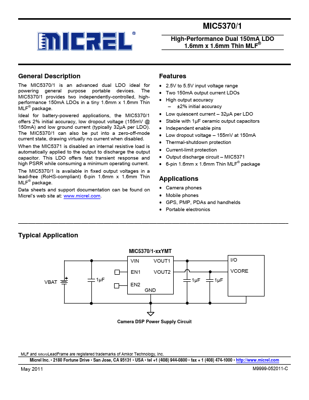 MIC5370 Micrel Semiconductor