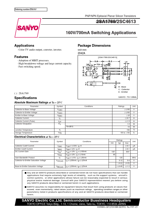 2SC4613 Sanyo Semicon Device