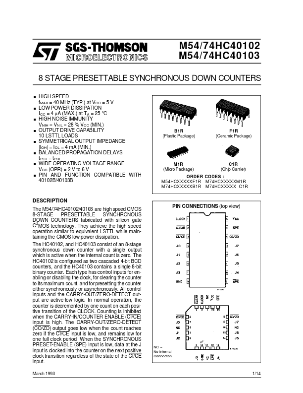 M54HC40102 ST Microelectronics