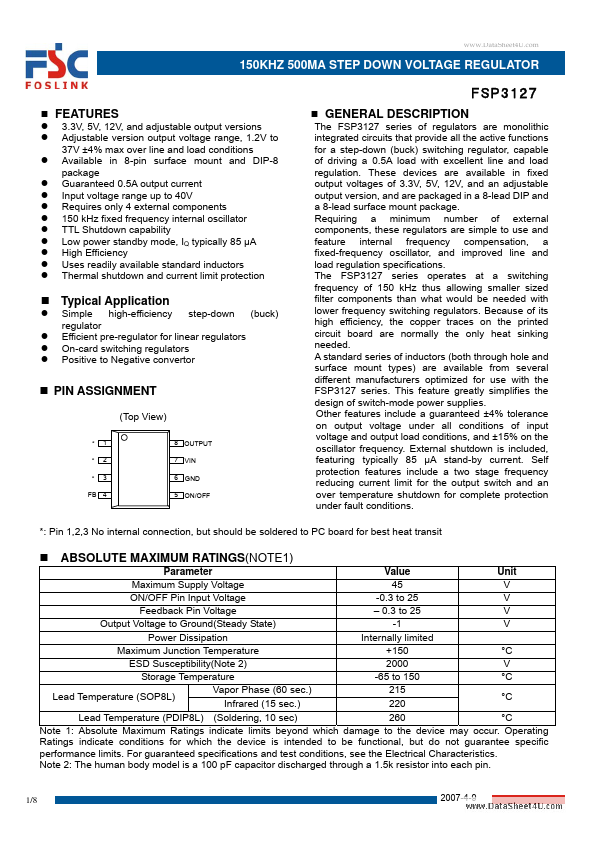 <?=FSP3127?> डेटा पत्रक पीडीएफ