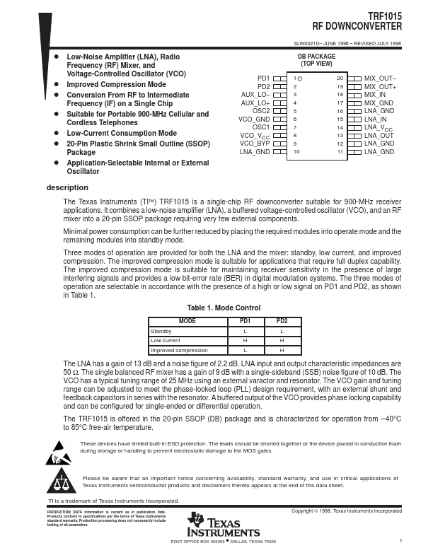 TRF1015 Texas Instruments