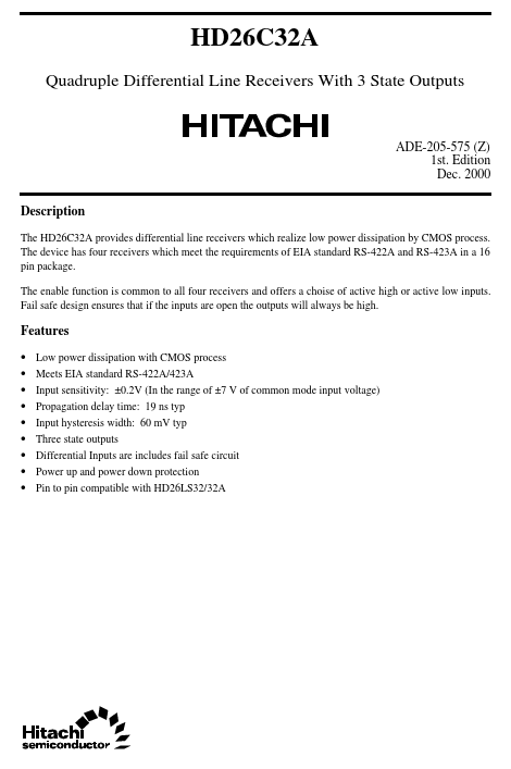 HD26C32A Hitachi Semiconductor