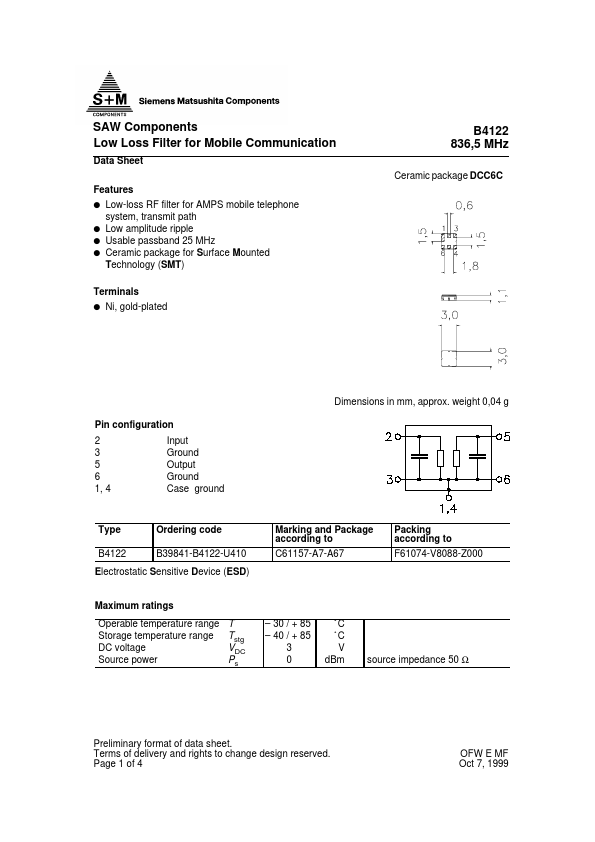 B4122 EPCOS