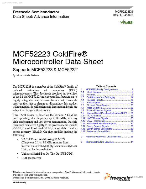 MCF52221 Motorola Semiconductor