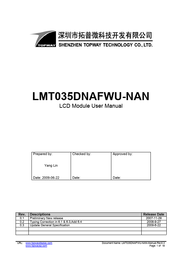LMT035DNAFWU-NAN TOPWAY