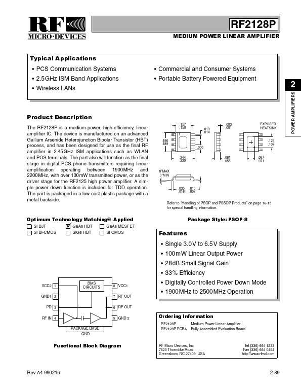 RF2128P RF Micro Devices