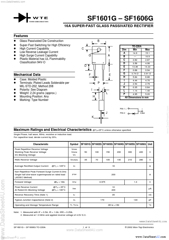 SF1605G Won-Top Electronics