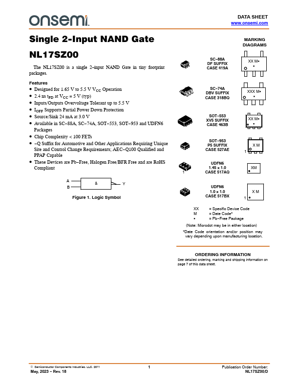 NL17SZ00 ON Semiconductor