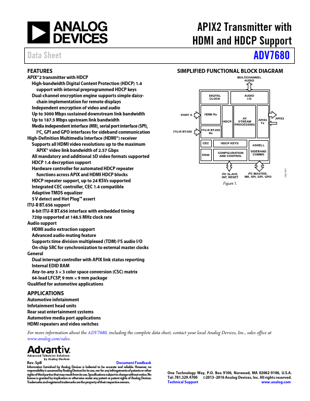 <?=ADV7680?> डेटा पत्रक पीडीएफ