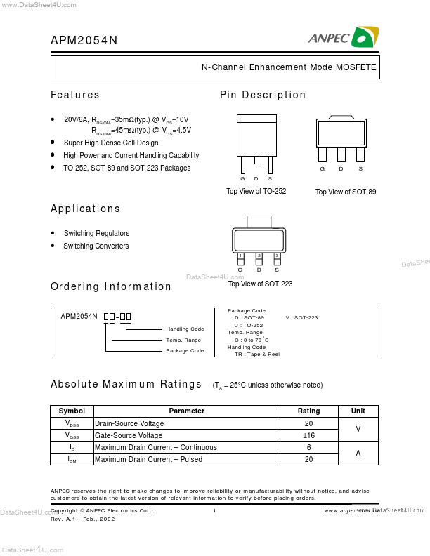 APM2054N Anpec Electronics Coropration