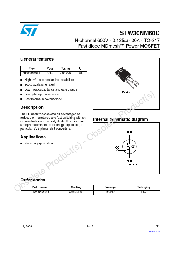 STW30NM60D