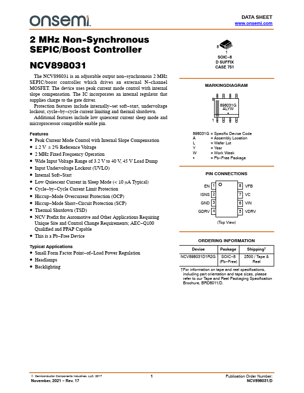 NCV898031 ON Semiconductor