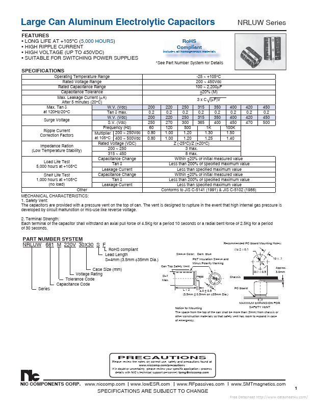 NRLUW221M450V35X25SF