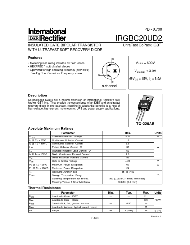 IRGBC20UD2 International Rectifier
