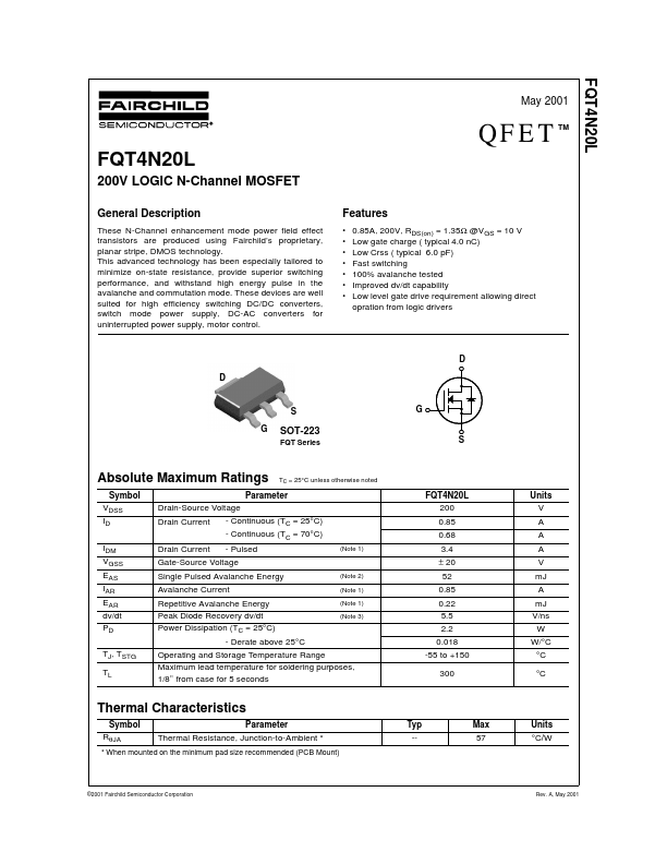 FQT4N20L Fairchild Semiconductor