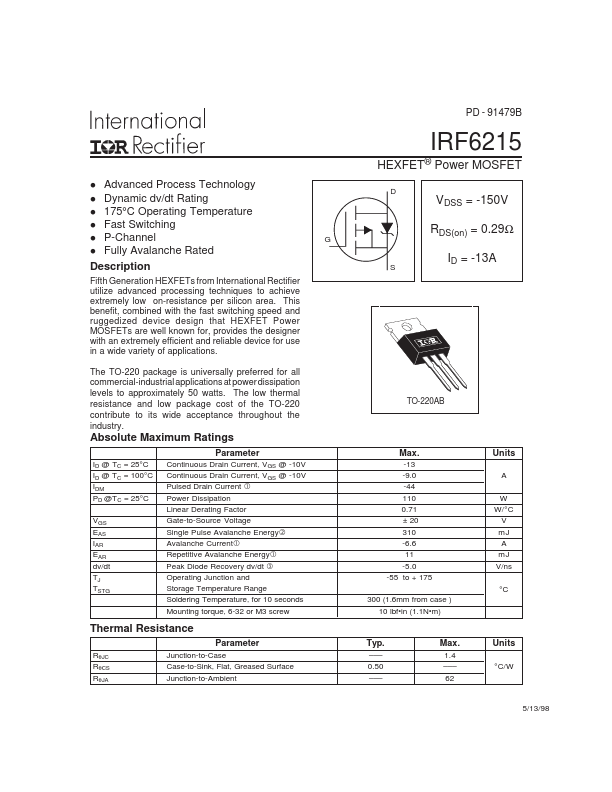 IRF6215 International Rectifier
