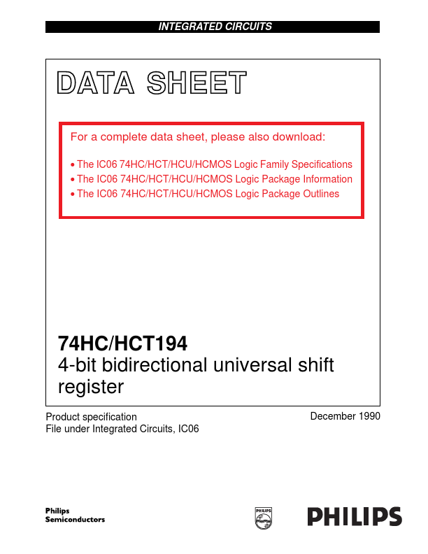 <?=74HCT194?> डेटा पत्रक पीडीएफ