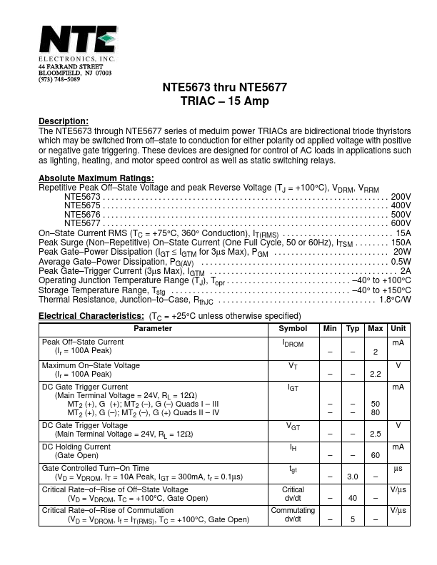 NTE5673 NTE Electronics