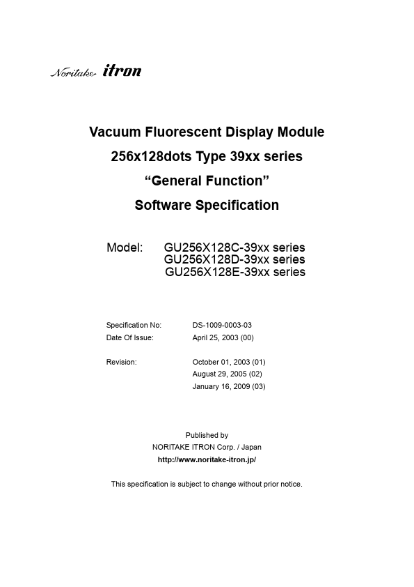 GU256X128E-39xx NORITAKE ITRON