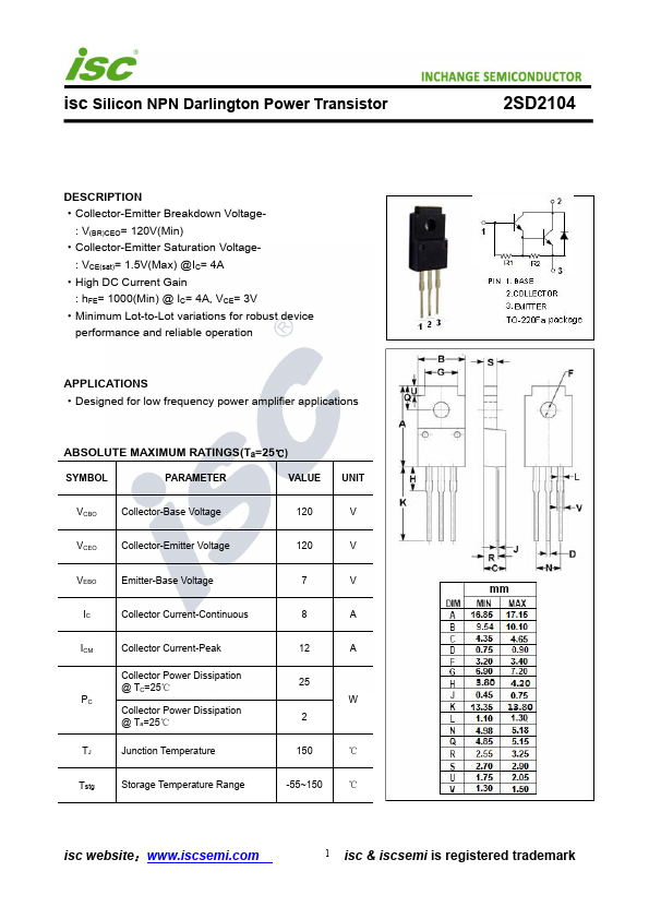 2SD2104 INCHANGE