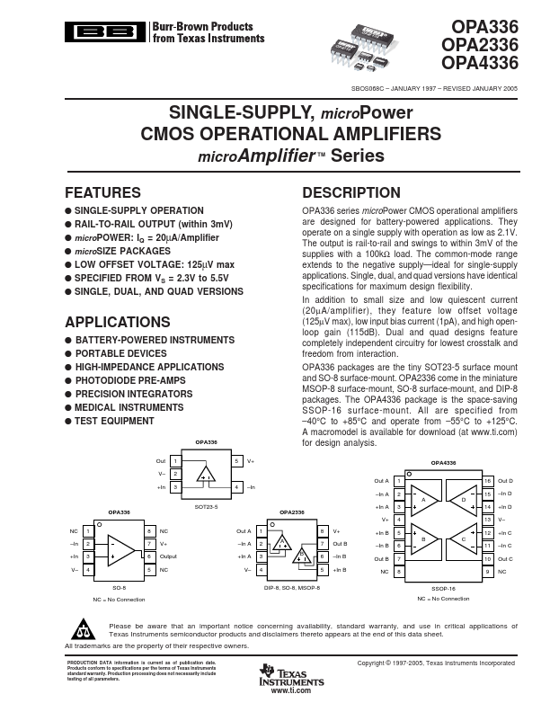 OPA2336 Burr-Brown