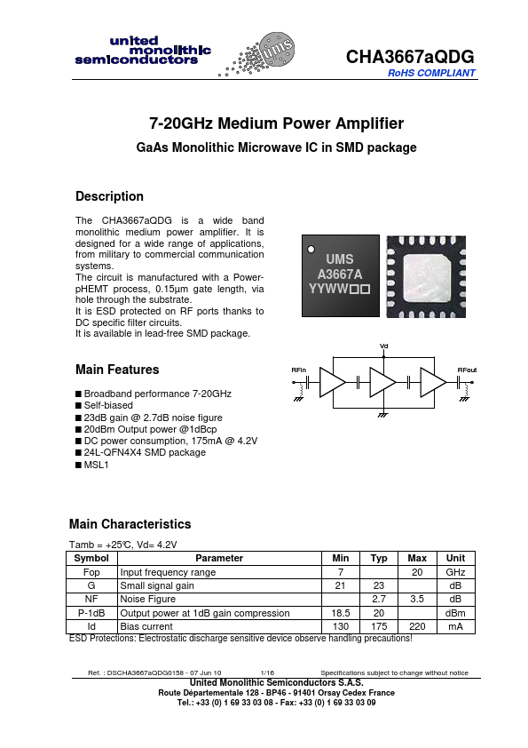 CHA3667aQDG United Monolithic Semiconductors