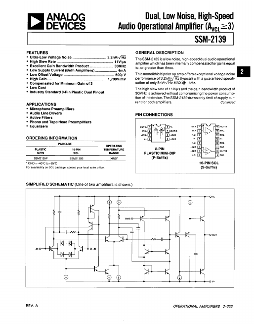 SSM-2139 Analog Devices