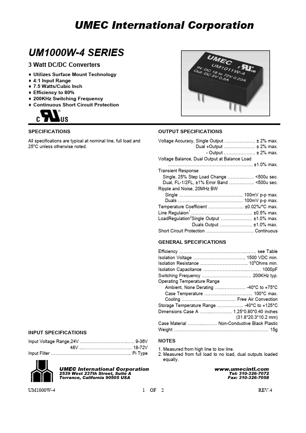 UM1006W-4 UNIVERSAL MICROELECTRONICS