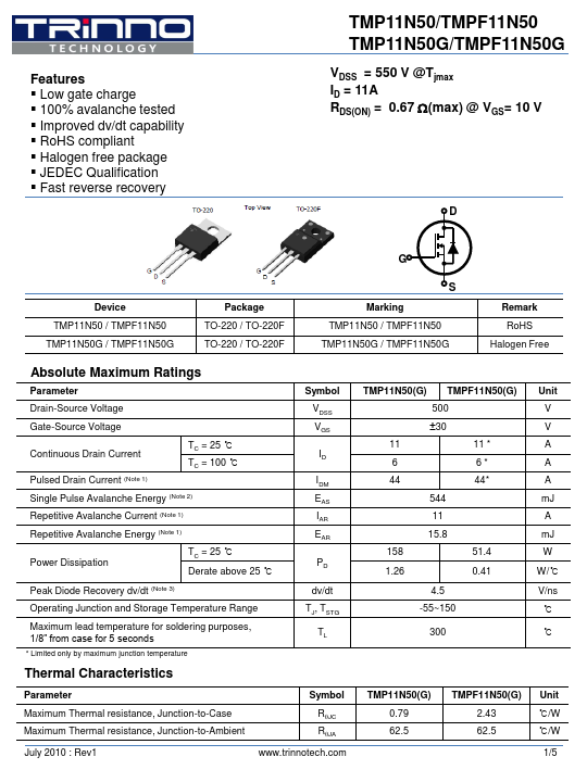 TMP11N50G TRinno