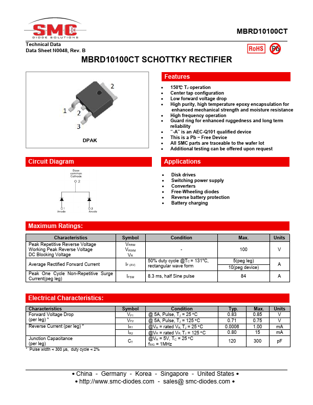 MBRD10100CT SMC-DIODE