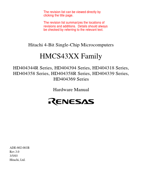 HD404358R Renesas