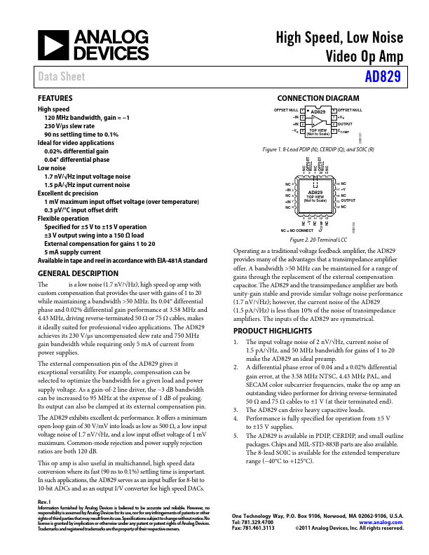 AD829JR Analog Devices